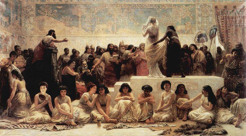 Edwin long,R.A. Der Heiratsmarkt von Babylon china oil painting image
